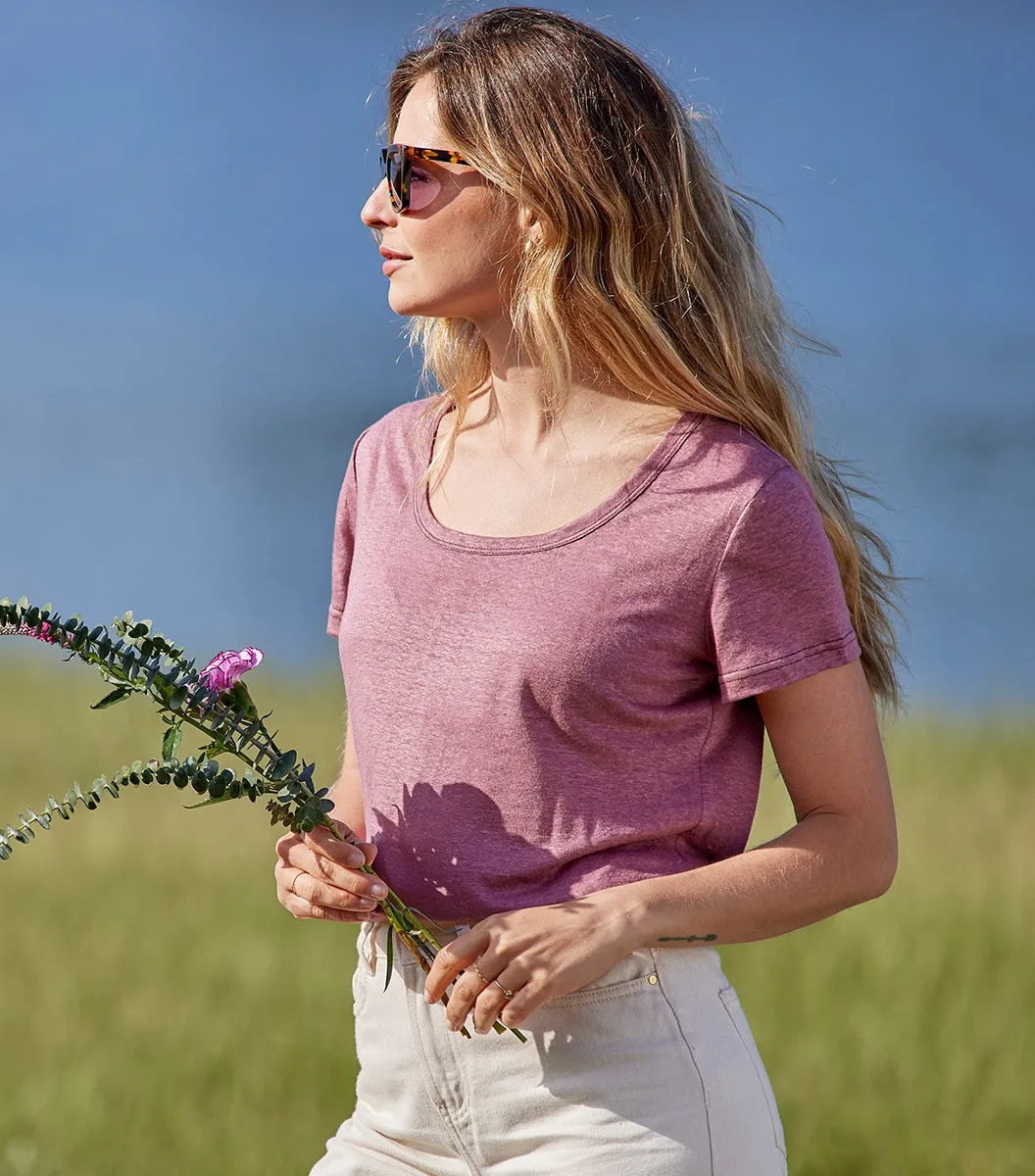 Cocorico Intemporel t-shirt femme vieux rose 100% lin