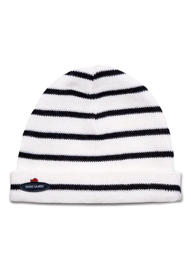 Saint James Cartier bébé bonnet écume/navy laine