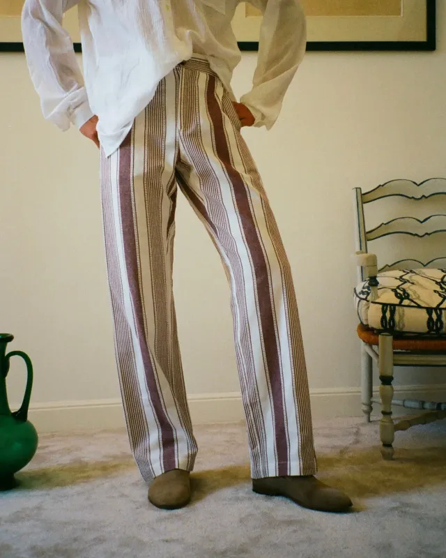 Erevan Capon Rayures Bordeaux pantalon homme