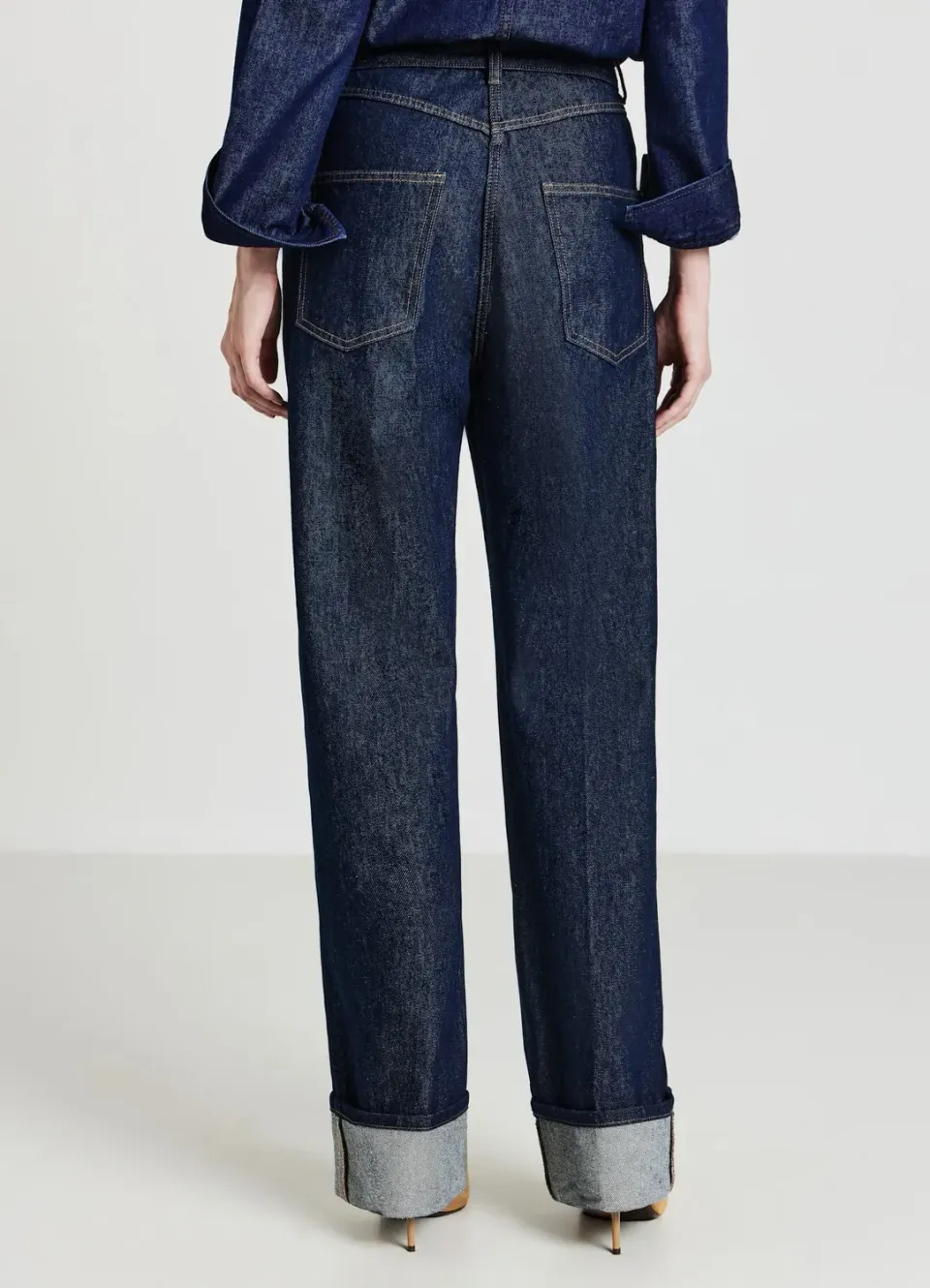 Calliope jean wide leg femme taille haute revers
