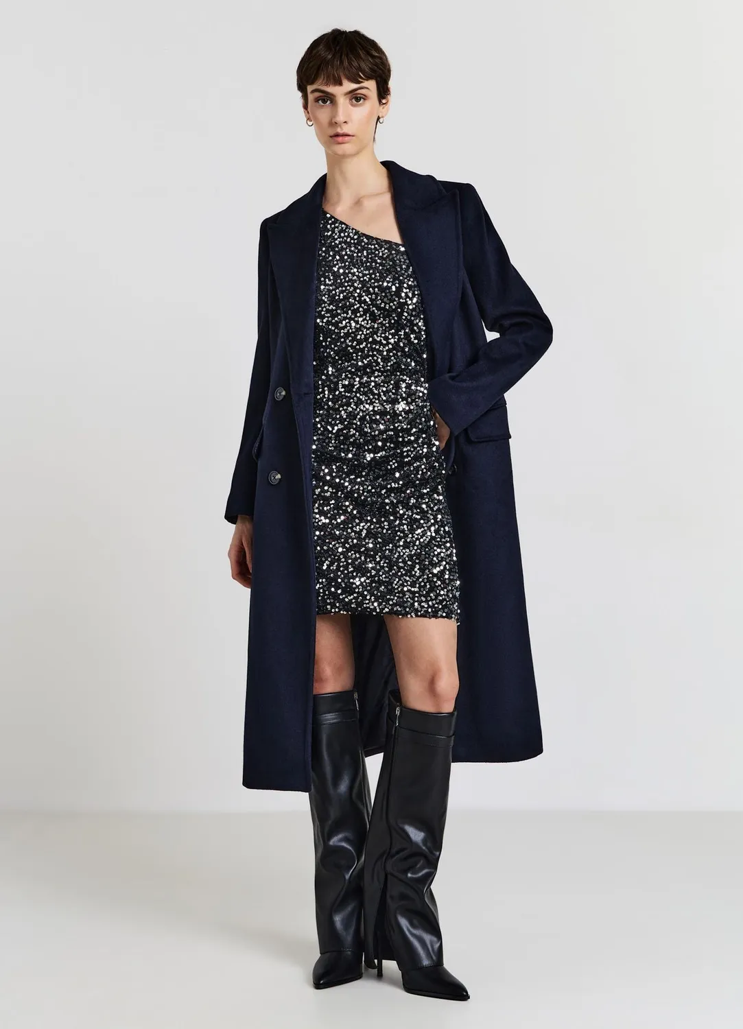 Calliope robe monospaule courte femme paillettes
