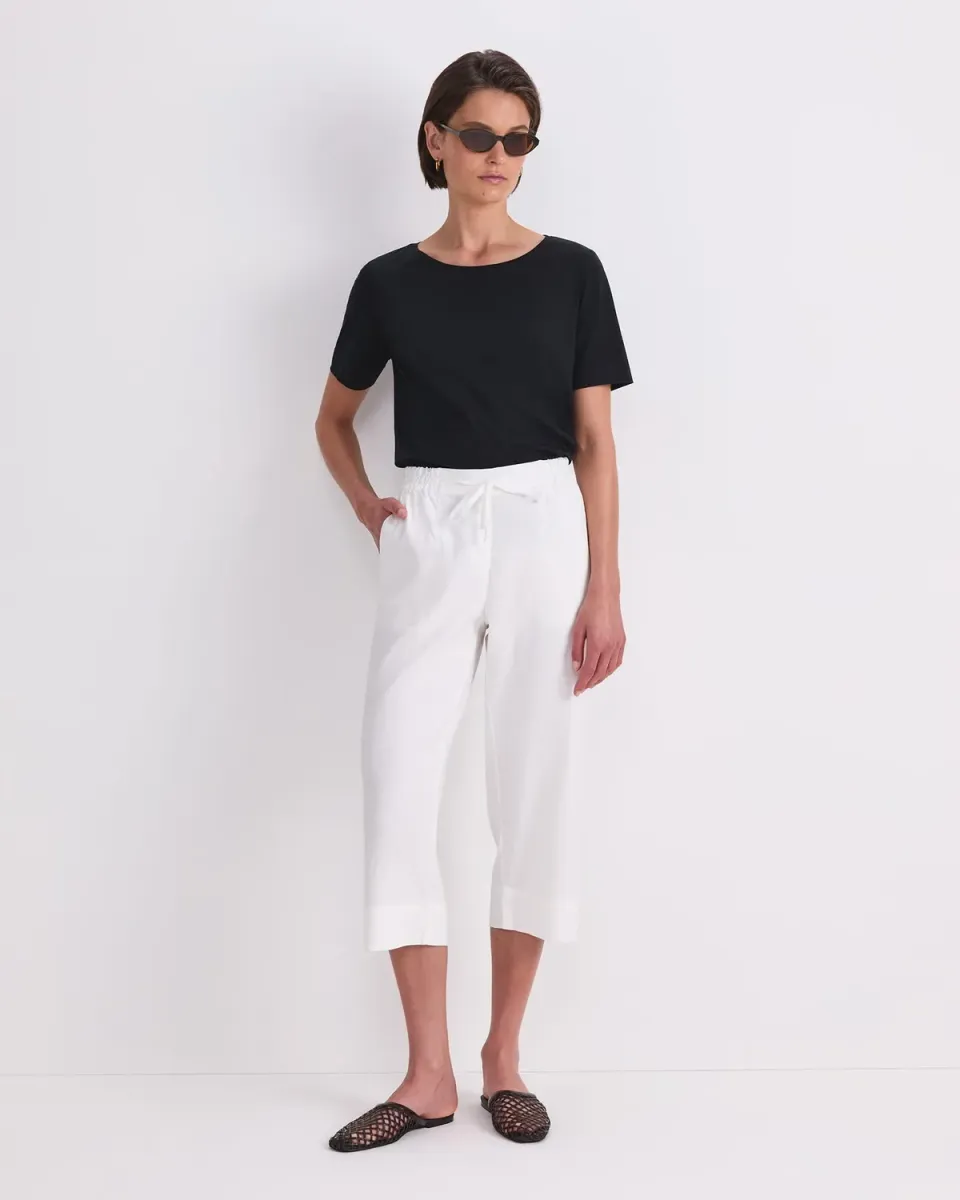 SPORTSCRAFT Rosa Crop pantalon lin femme taille élastique