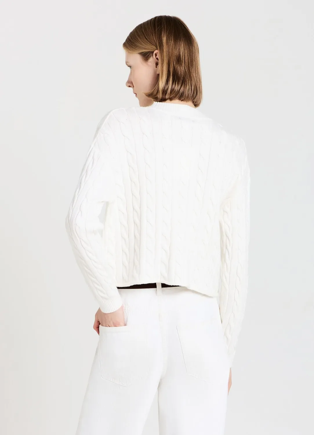 Calliope pull crop torsades femme manches longues