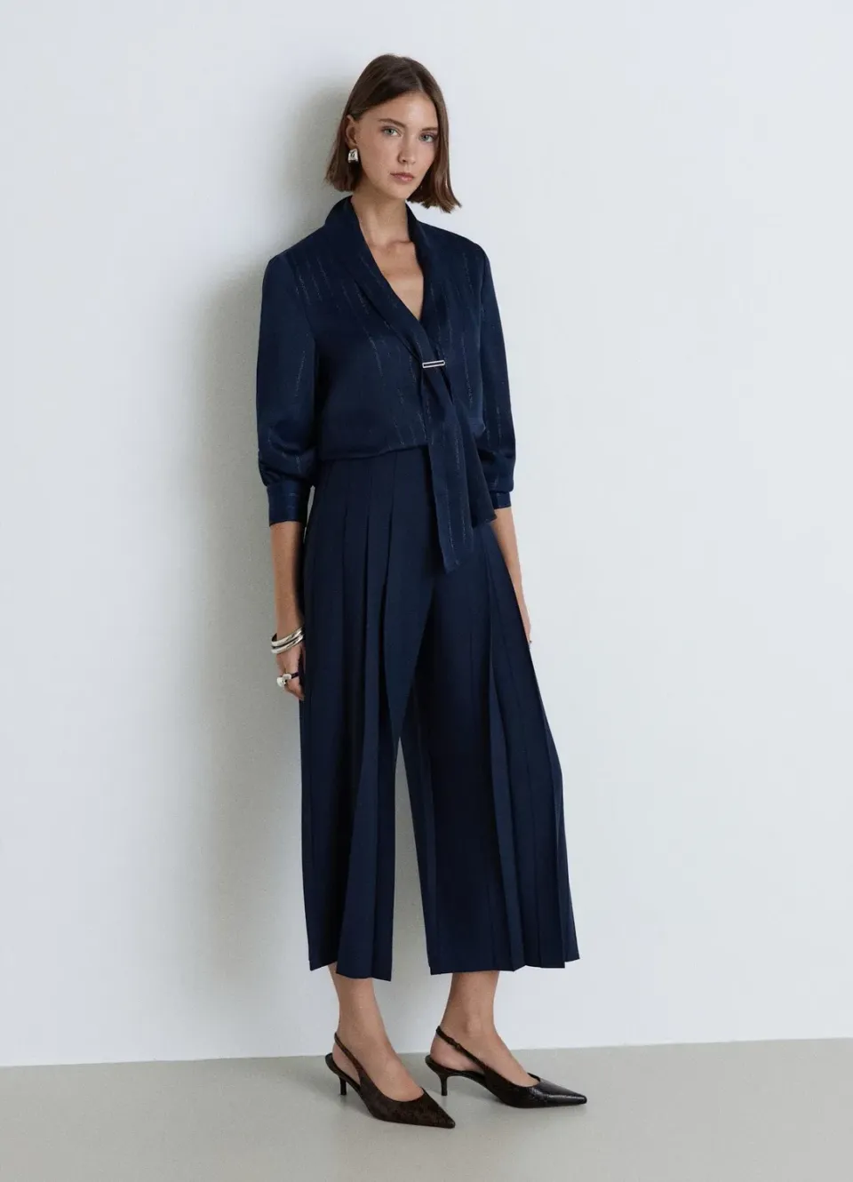 Calliope Châle blouse femme rayé col V