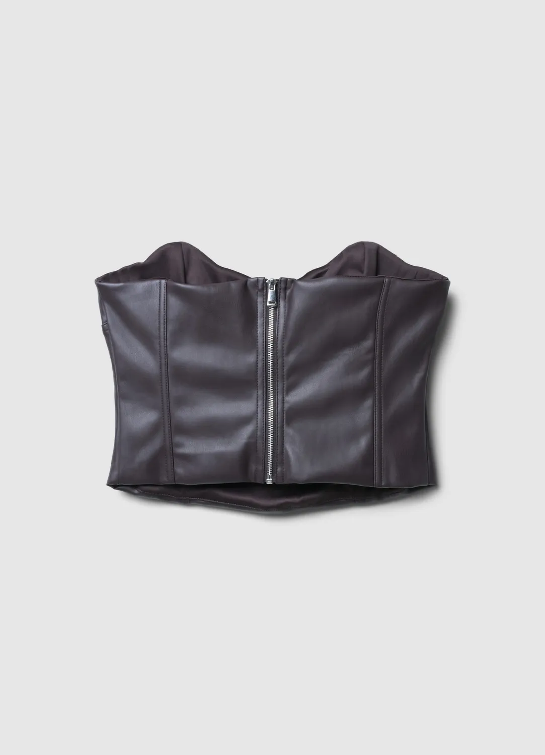Calliope Bralette Simili Cuir Top Femme Cœur Zip