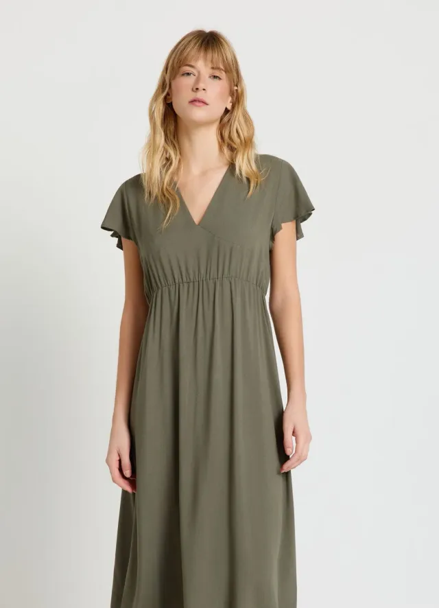 Calliope Atelier Robe femme col V volants évasée
