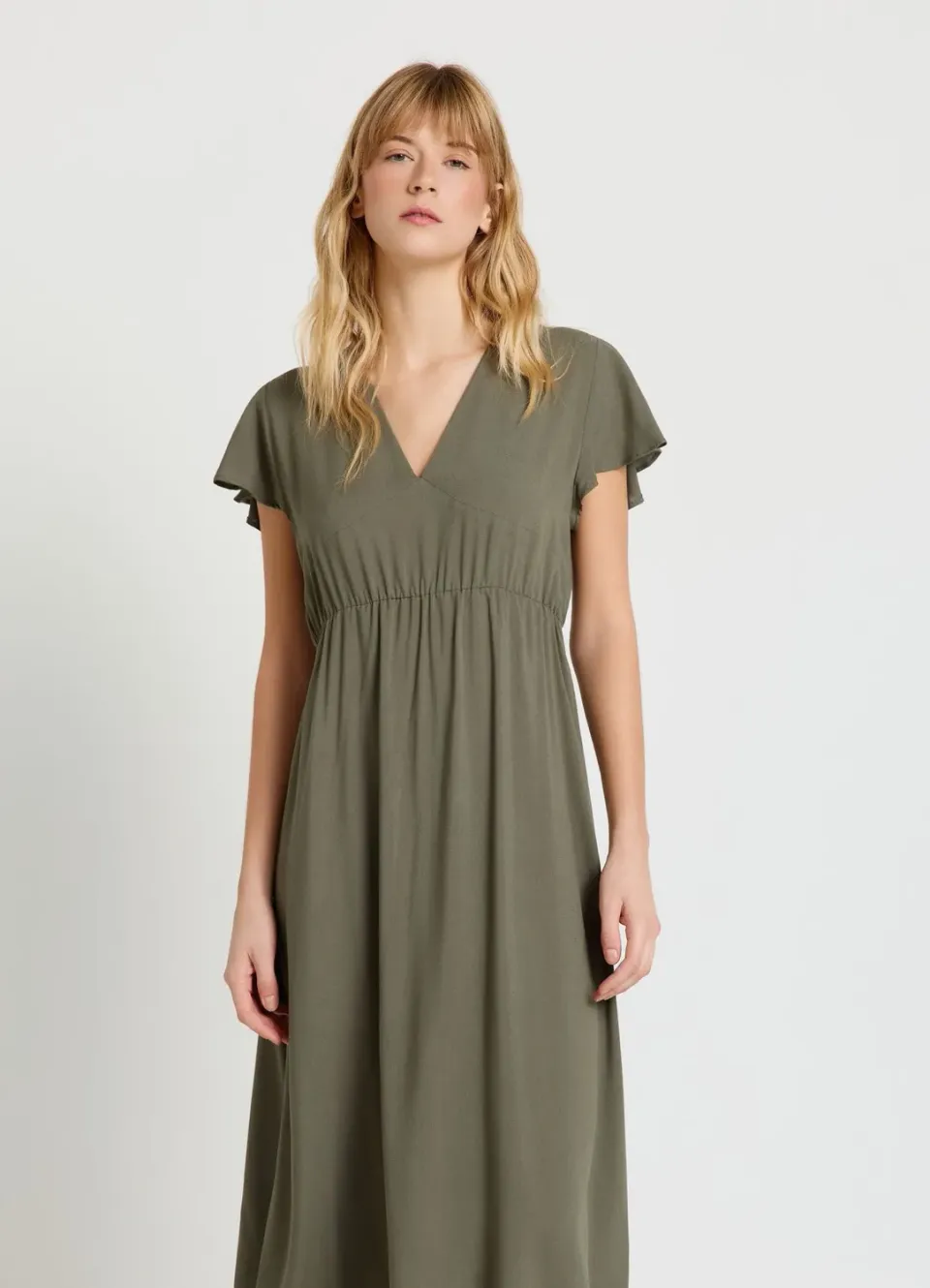 Calliope Atelier Robe femme col V volants évasée