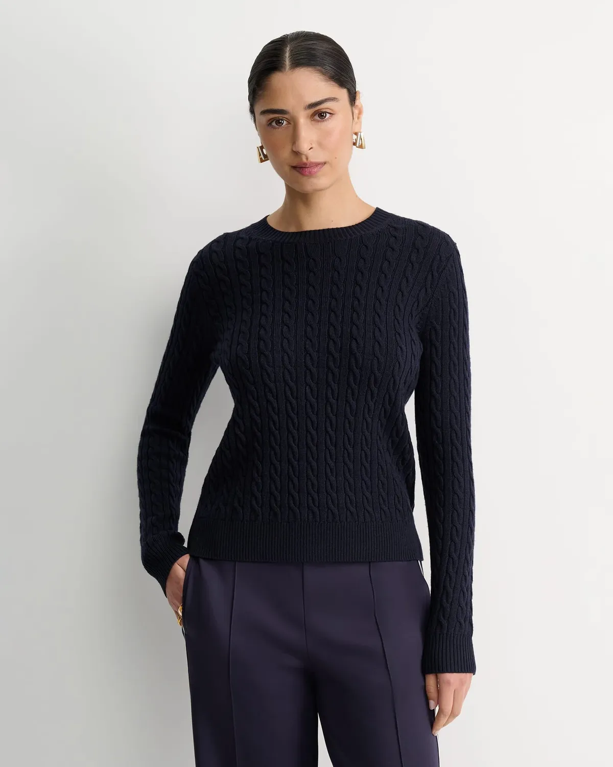 SportsCraft Baby Cable pull col rond mérinos femme
