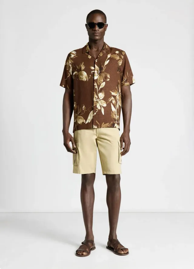 Calliope chemise homme fleurs lin manches courtes