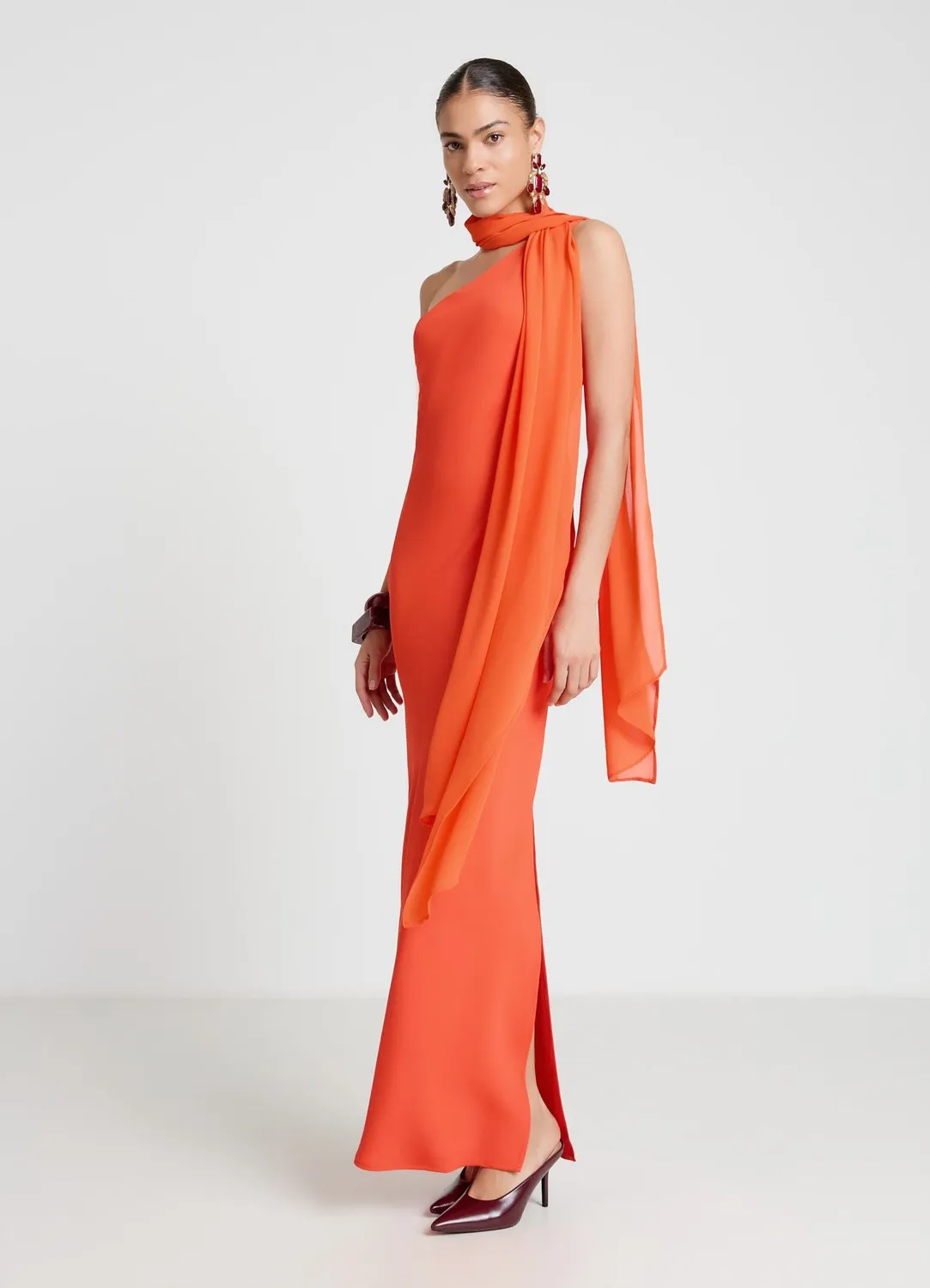 Calliope robe longue femme monospalla drapée