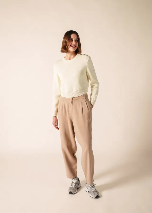 Saint James Cancale Court pull écume laine