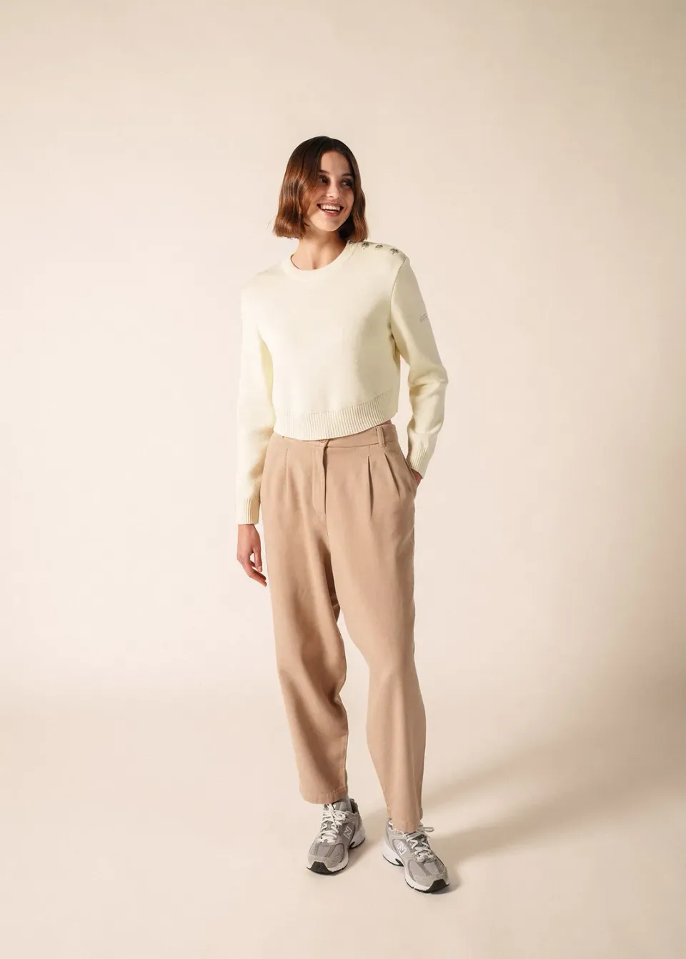 Saint James Cancale Court pull écume laine
