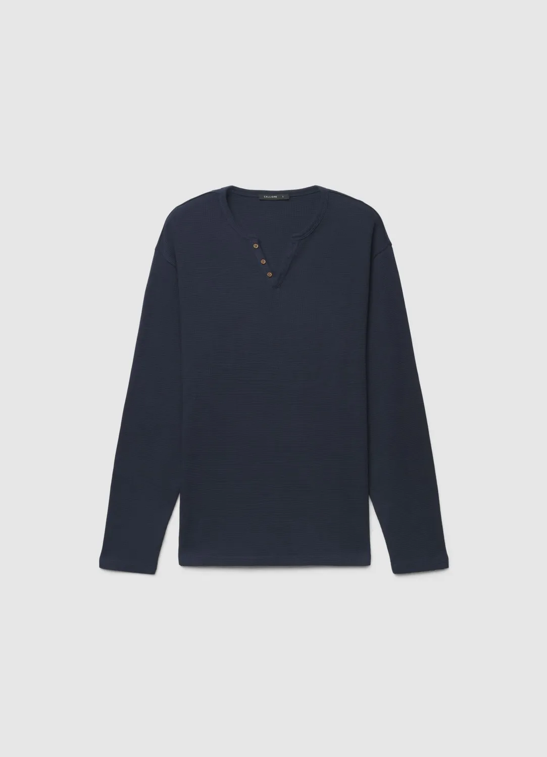 Calliope T-shirt Henley Waffle Homme Uni Manches Longues