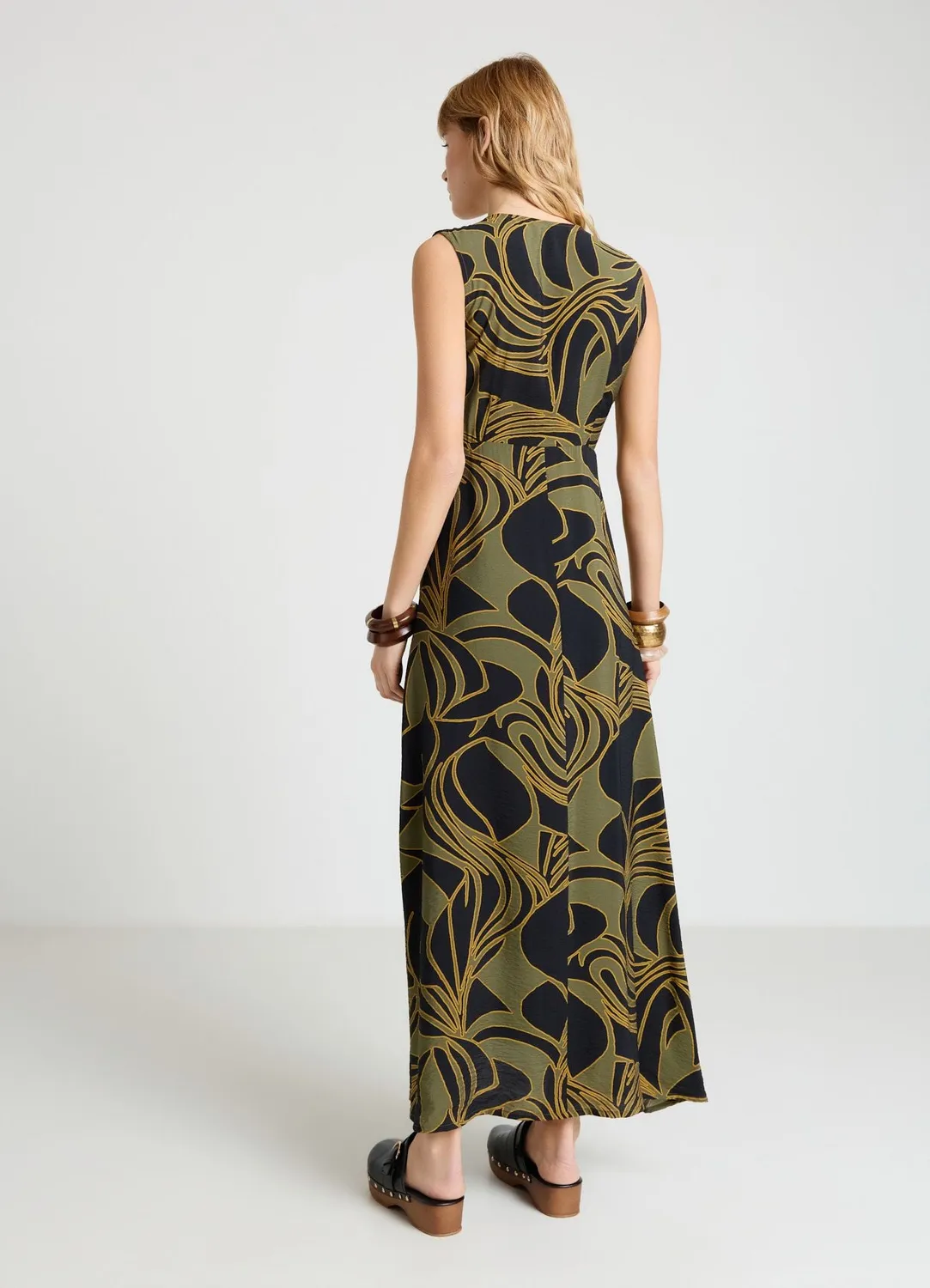 Calliope Atelier robe longue feuillage femme nœud