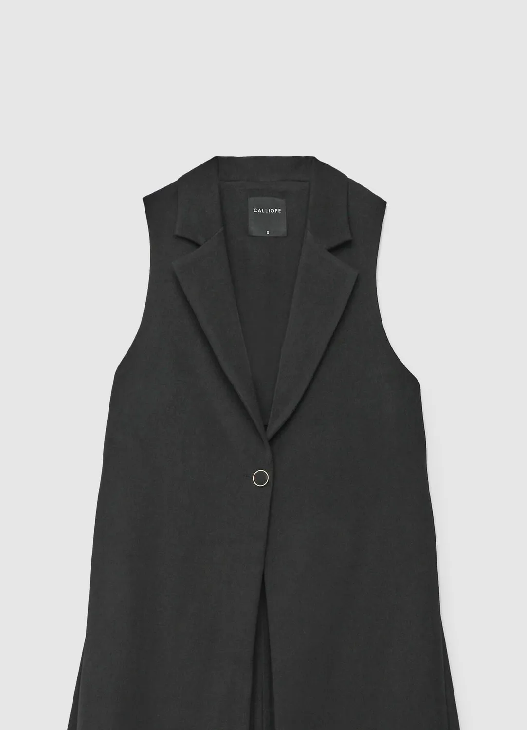 Calliope gilet long plisse femme sans manches bouton unique