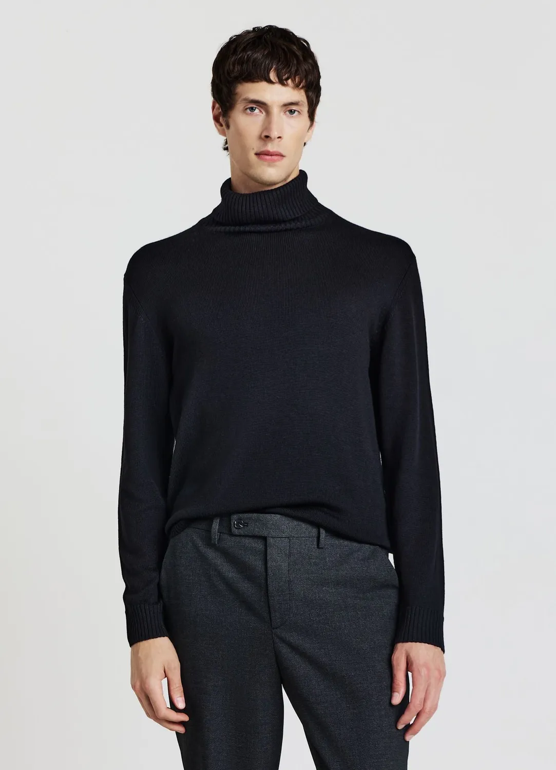 Calliope pull col roulé homme merino manches longues