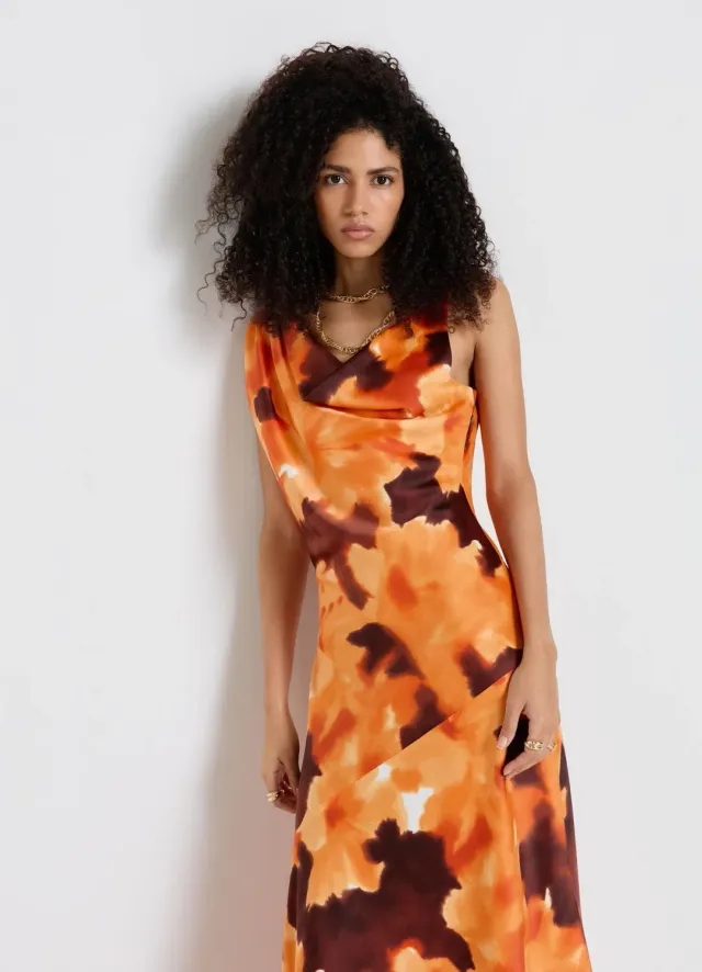 Calliope Robe tie-dye femme satinée une épaule