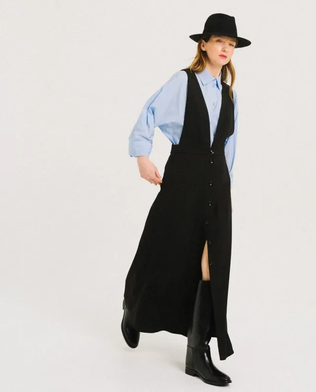 Tinsels Fatou robe chasuble noir gabardine