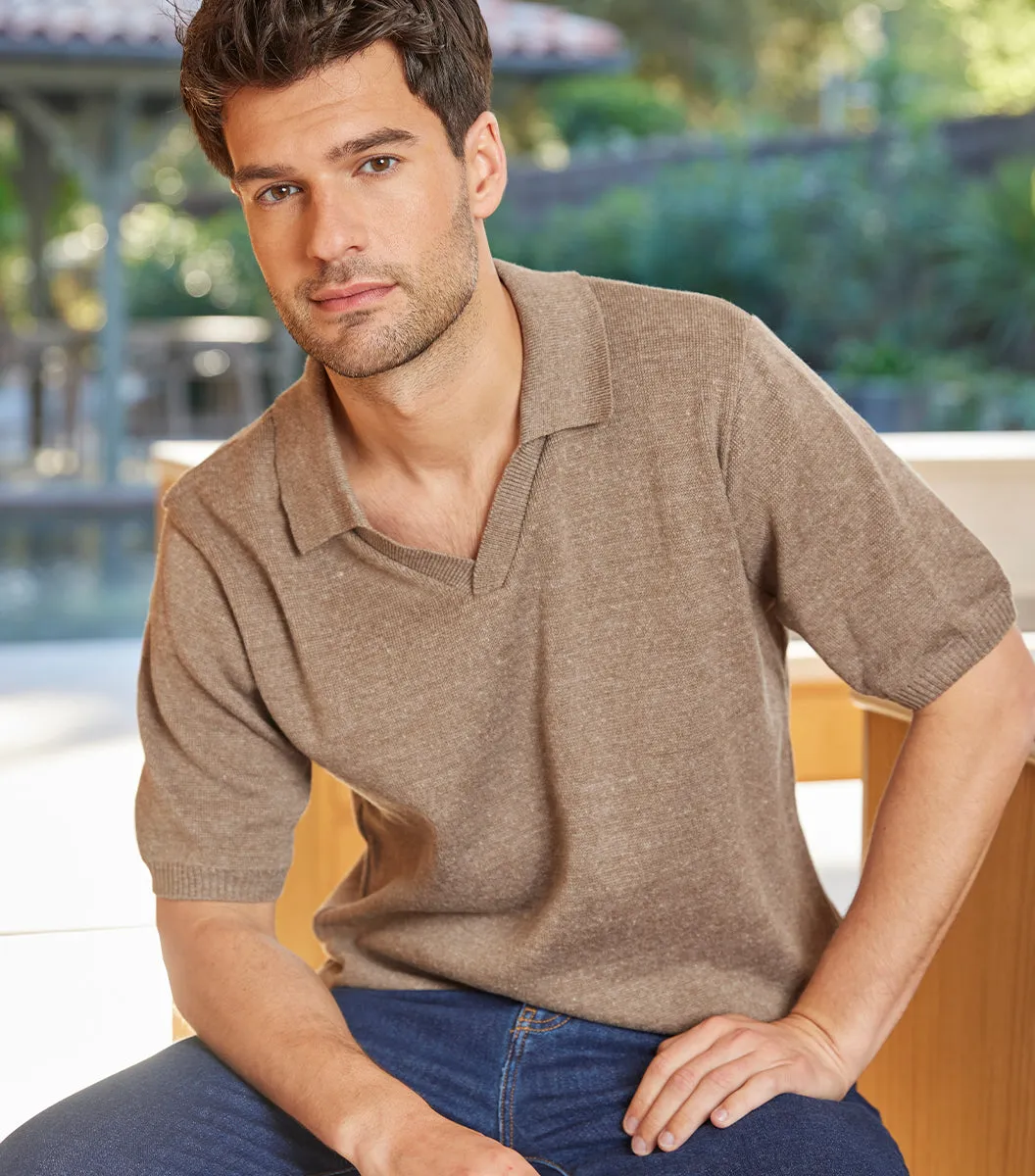 Cocorico Maille Polo Homme Taupe maille fine