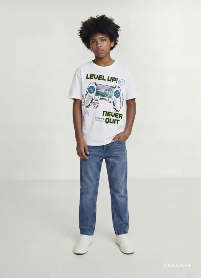 Calliope t-shirt gaming garçon manches courtes uni
