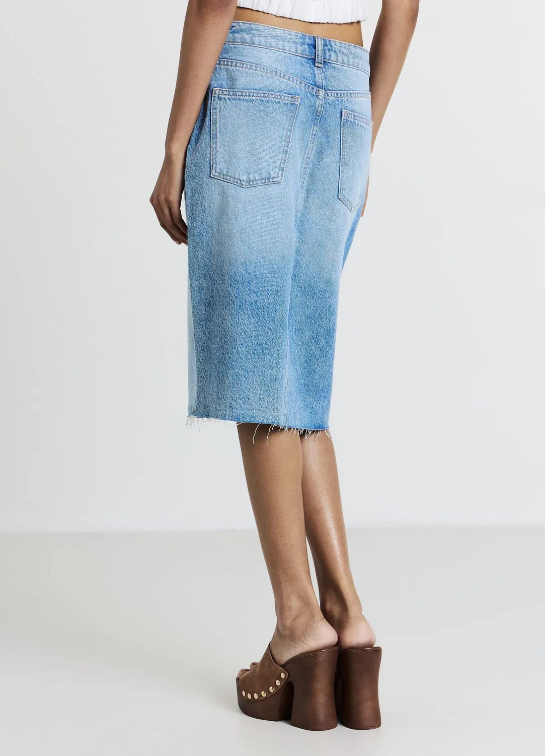 Calliope Jupe Longuette Denim Femme Fente Coupe Regular