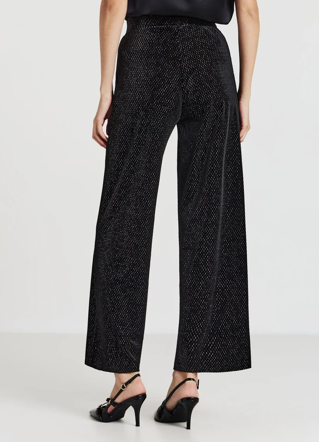 Calliope pantalon palazzo femme chenille brillant large