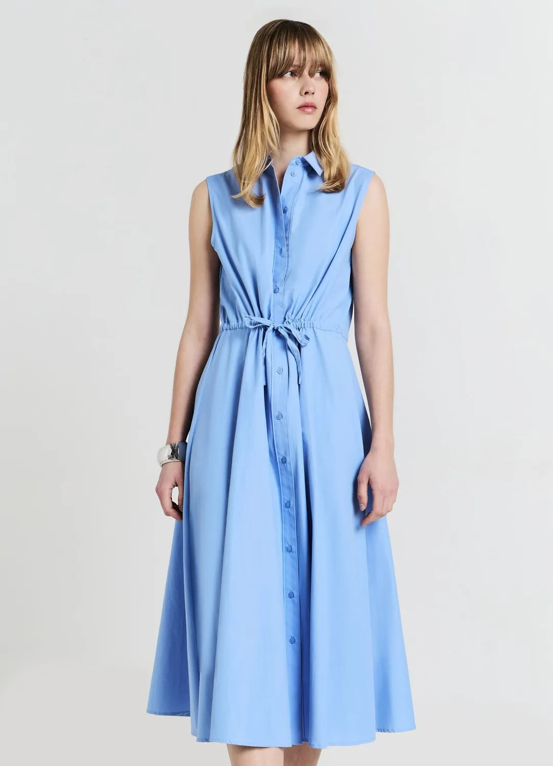 Calliope robe longue sans manches femme boutonnée