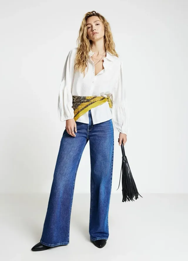 Calliope jean palazzo femme large 5 poches