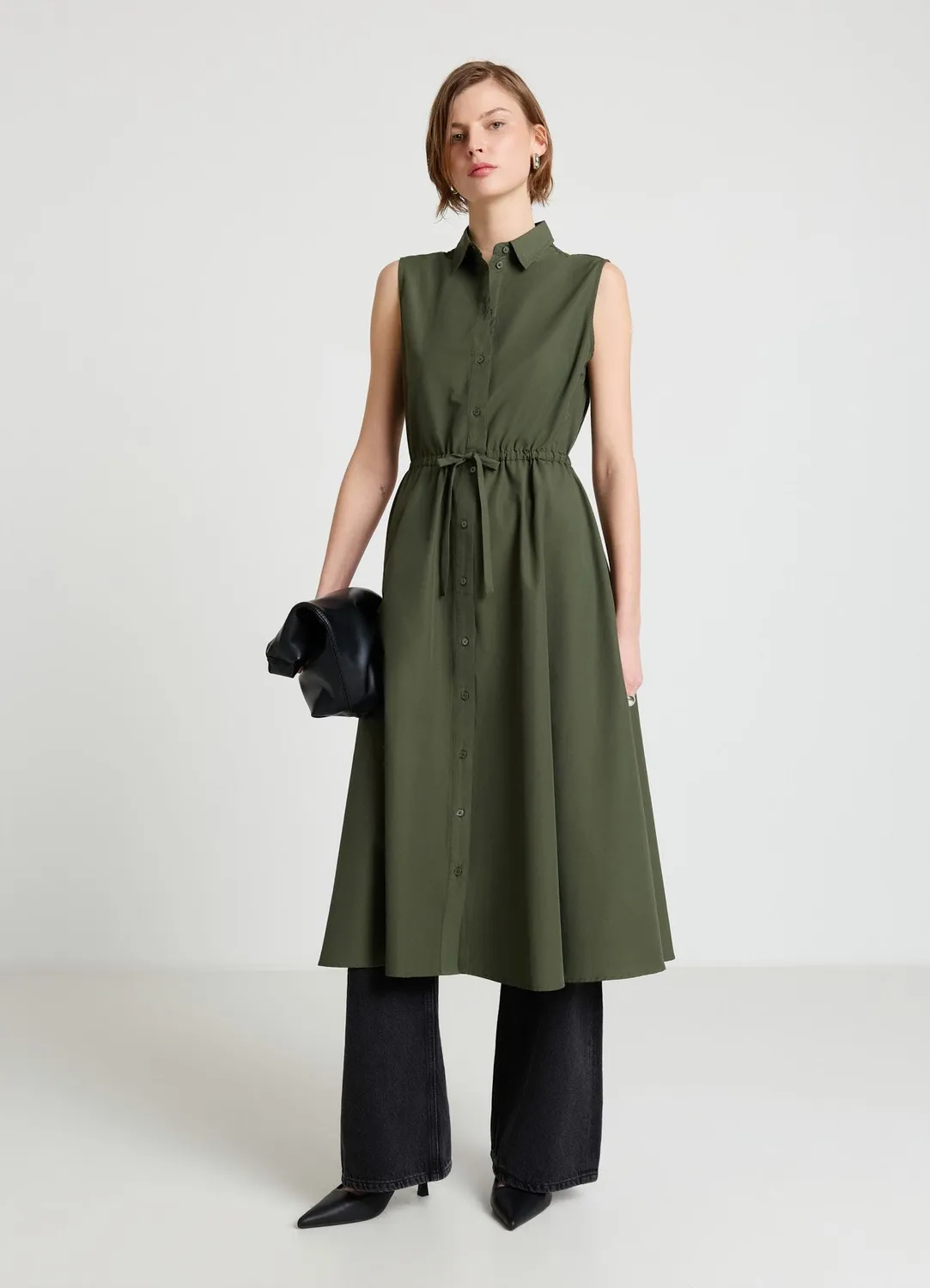 Calliope robe chemisier longue sans manches femme unie