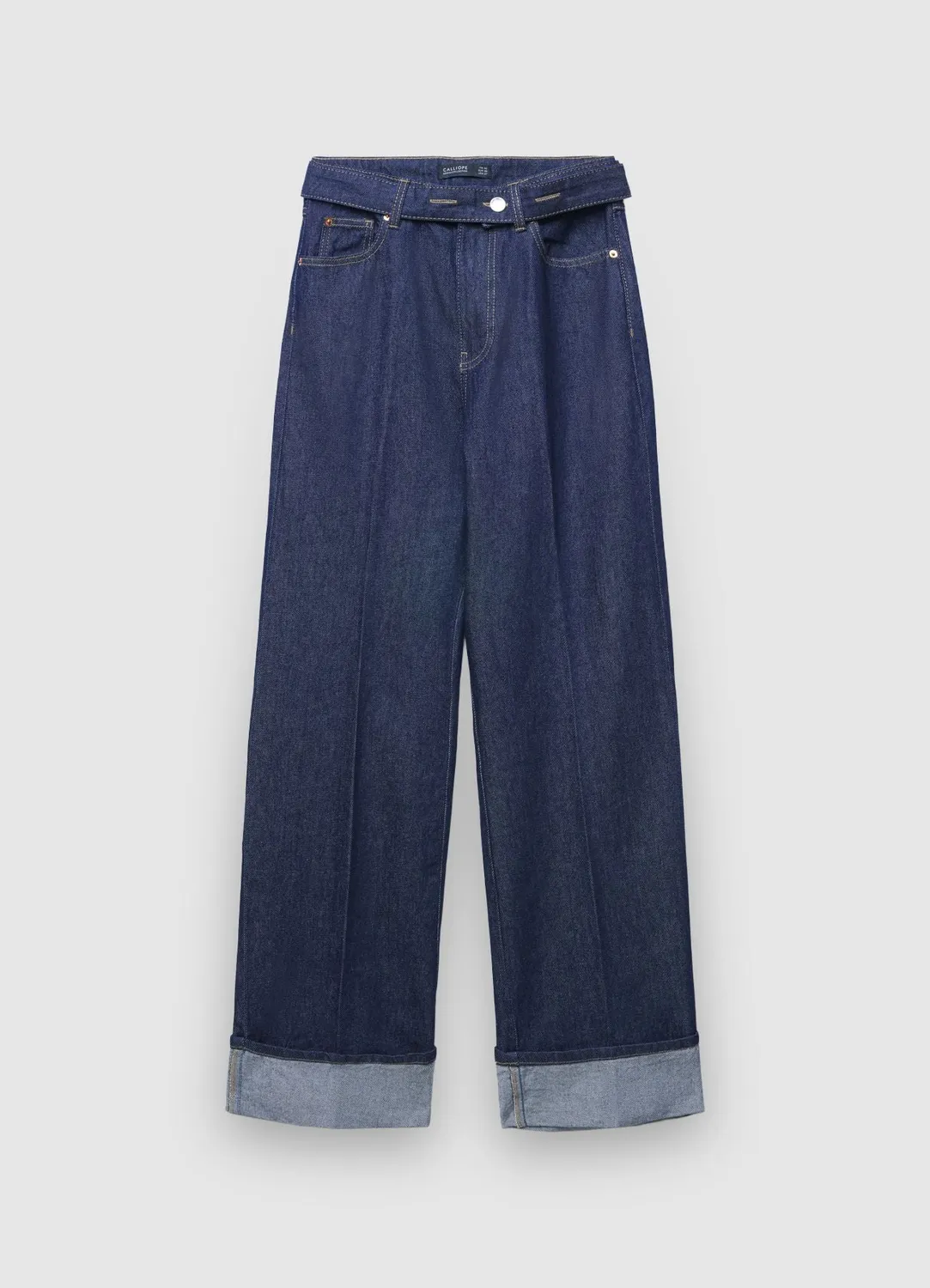 Calliope jean wide leg femme taille haute revers