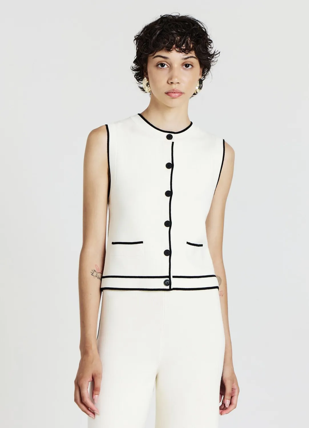 Calliope gilet femme maille boutons profils contraste
