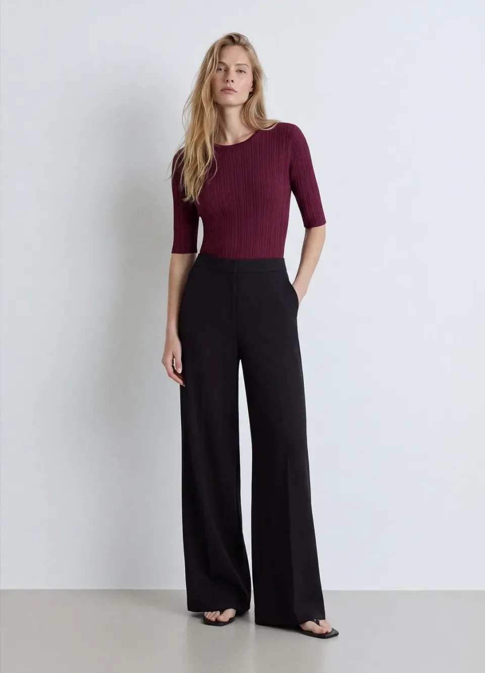 Calliope t-shirt côtelé col rond femme uni