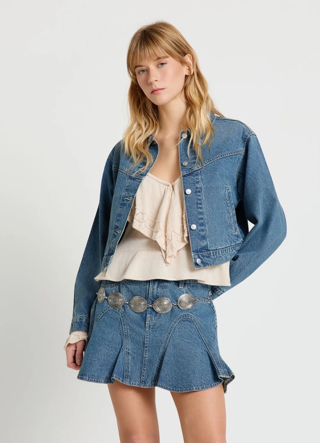Calliope veste en jean femme boutons coupe regular