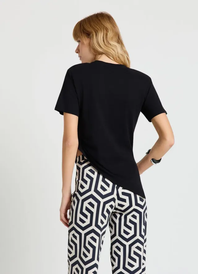 Calliope t-shirt froncé asymétrique femme col rond uni