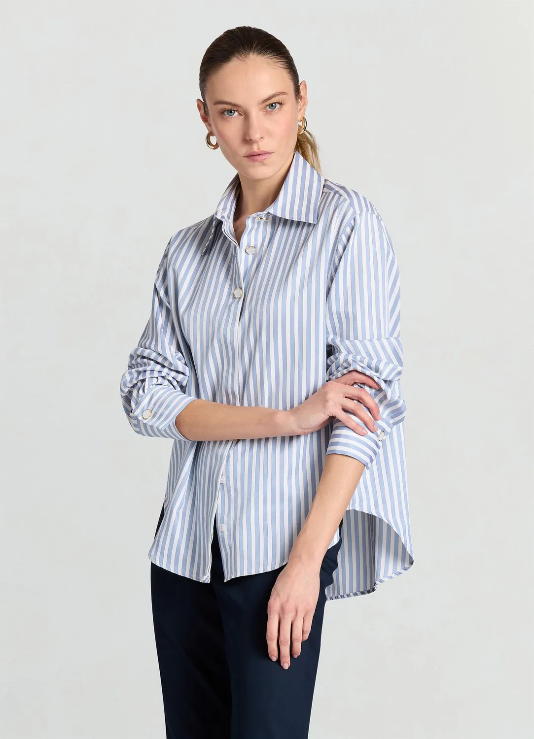 Calliope chemise femme rayée boutons bijou S