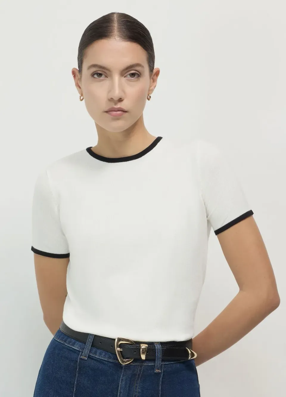 Calliope t-shirt femme col rond finitions contraste