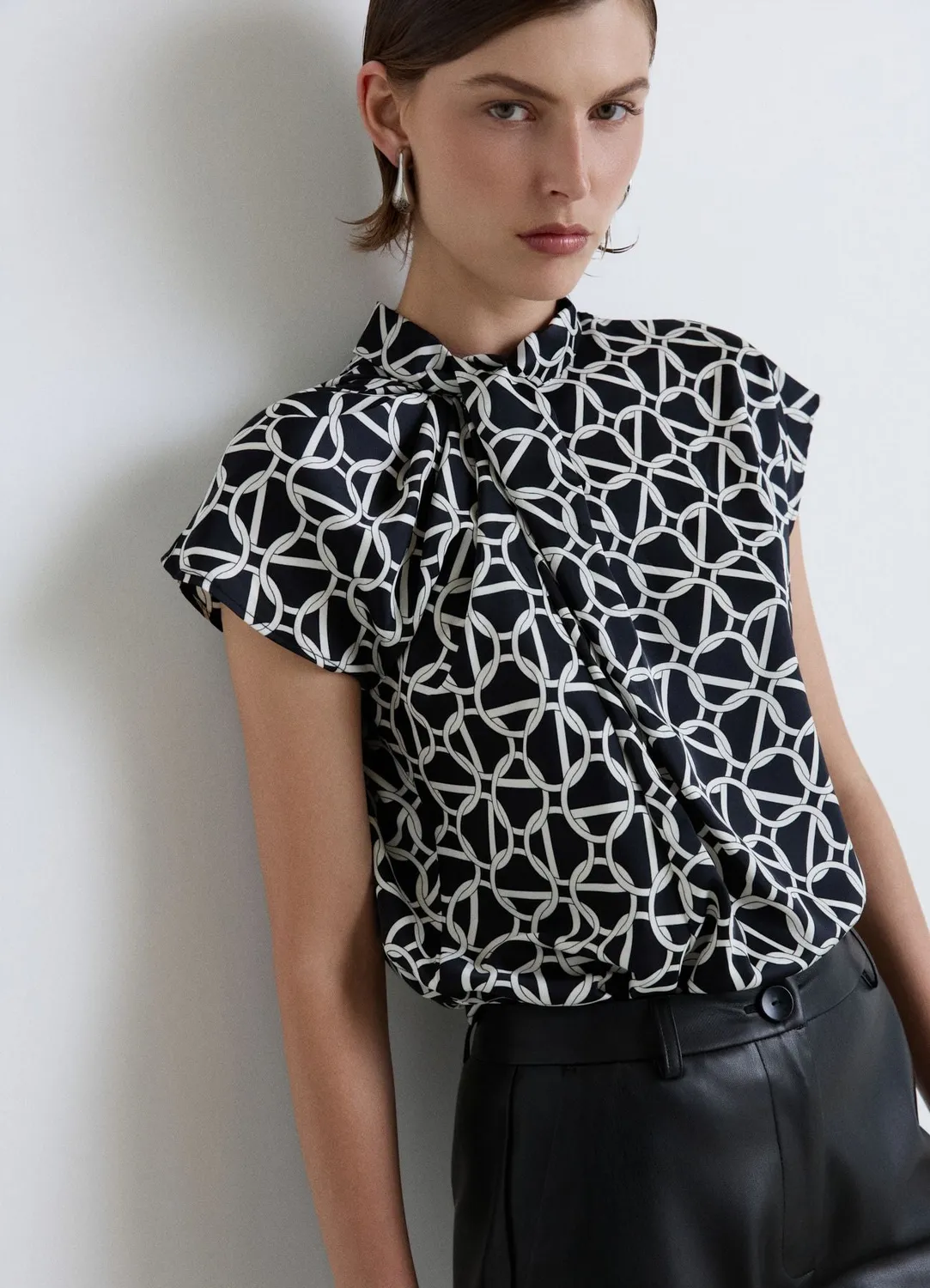 Calliope Blouse col coréen imprimé chaîne femme