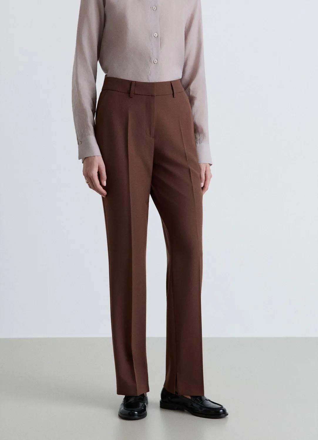 Calliope pantalon droit pli pantalon femme coupe droite
