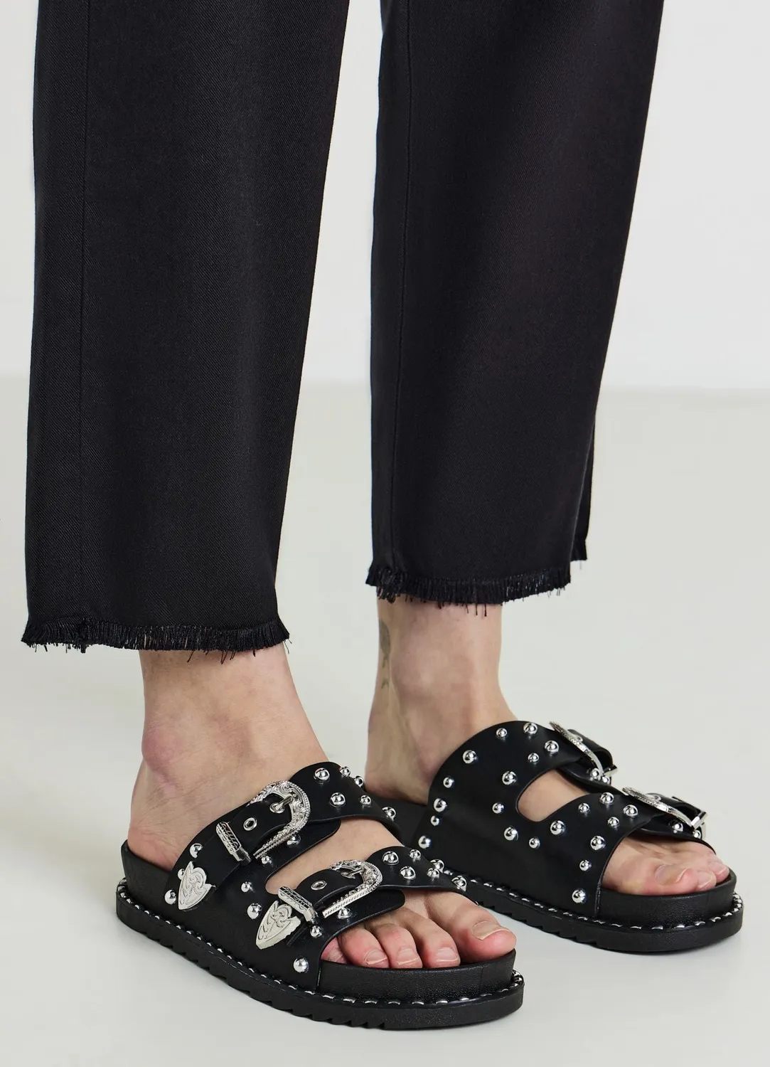 Calliope mules double boucle clous femme