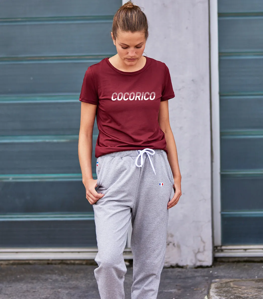Cocorico Iconique jogging femme gris chiné coton