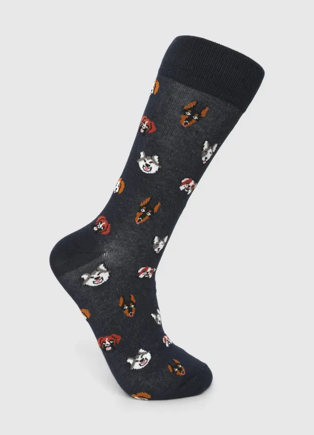 Calliope chaussettes homme chiens mi-mollet coton