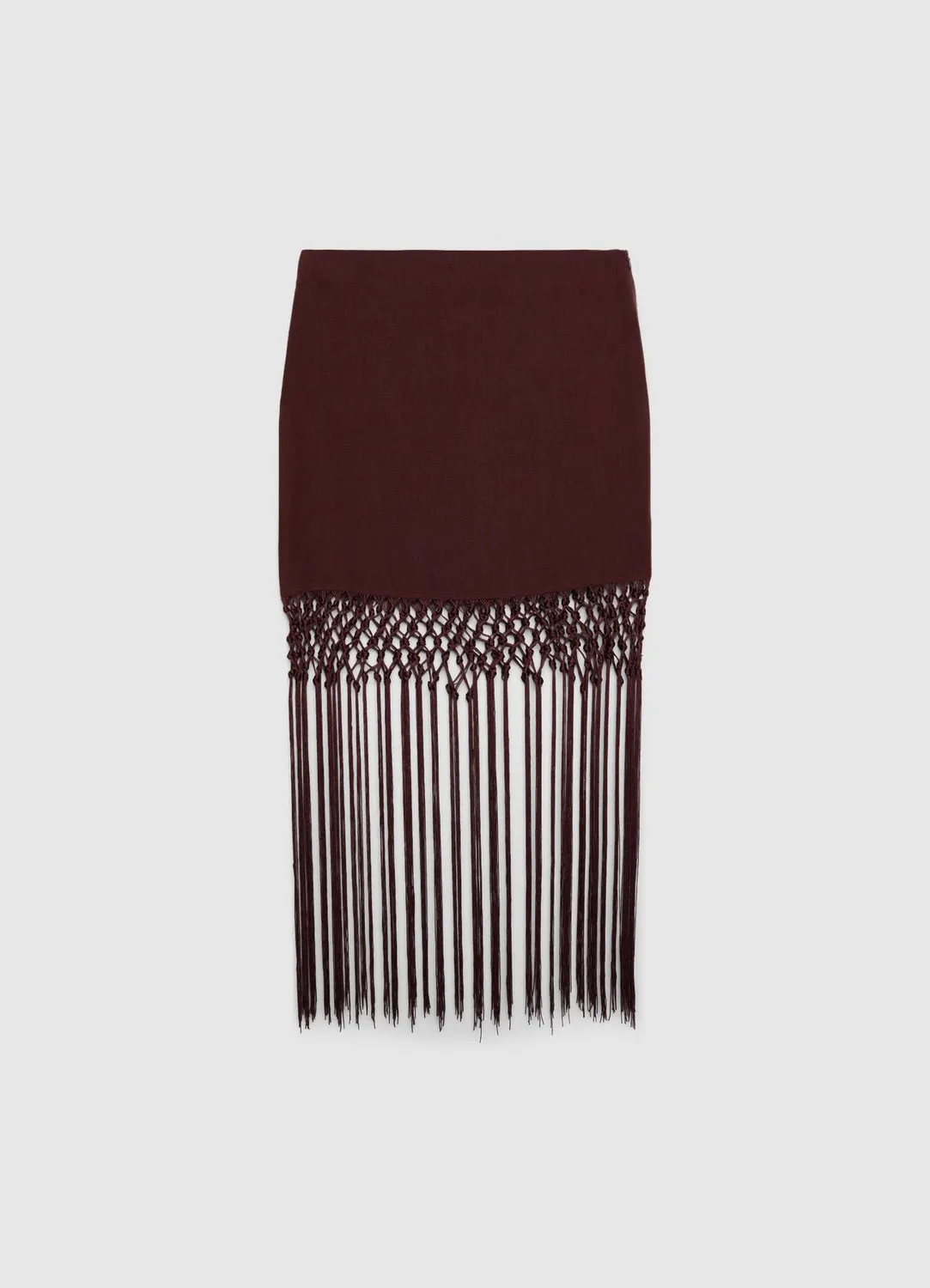Calliope jupe mini unie à franges taille haute