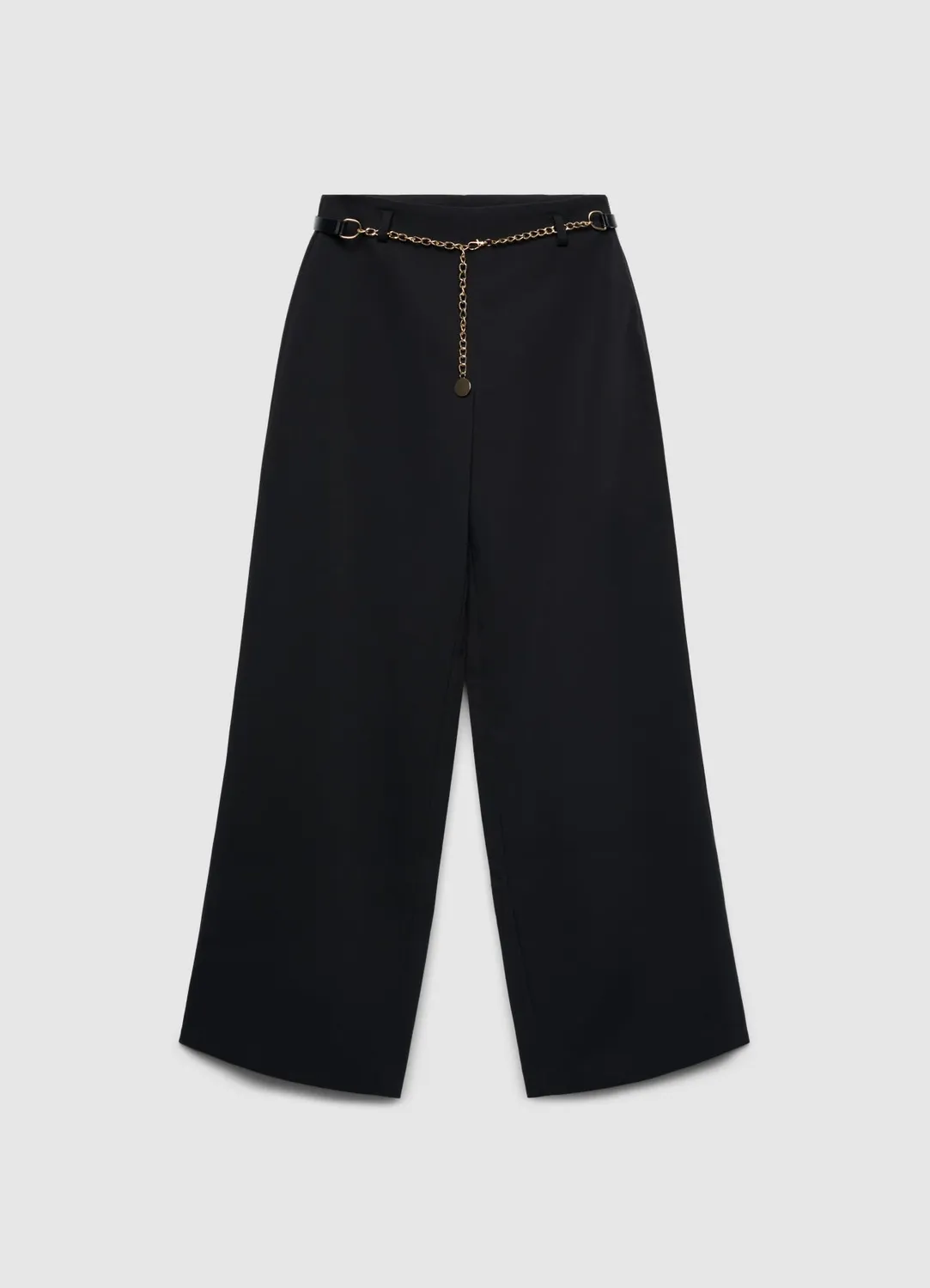 Calliope Pantalon Palazzo Femme Ceinture Chaîne Uni