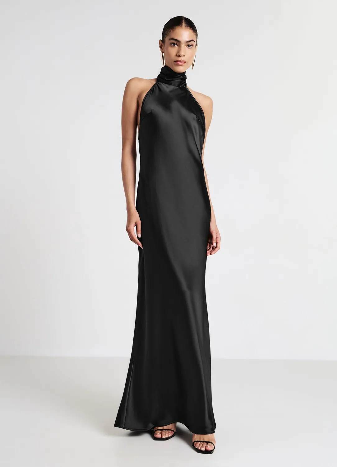 Calliope Atelier robe longue halterneck femme satinée