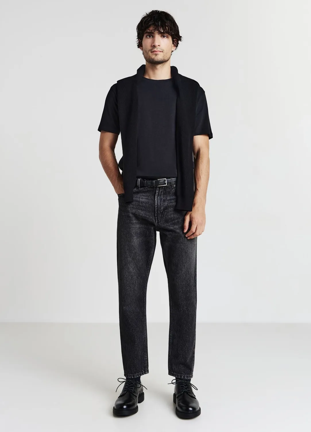 Calliope Cropped jean homme coupe courte poches