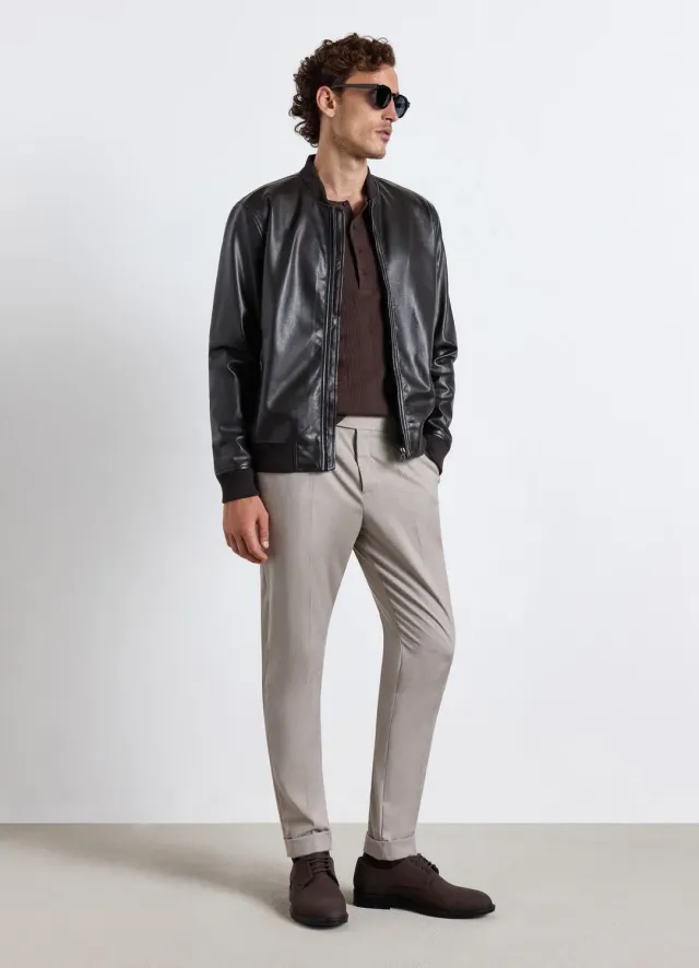 Calliope bomber zip homme uni bord-cotes