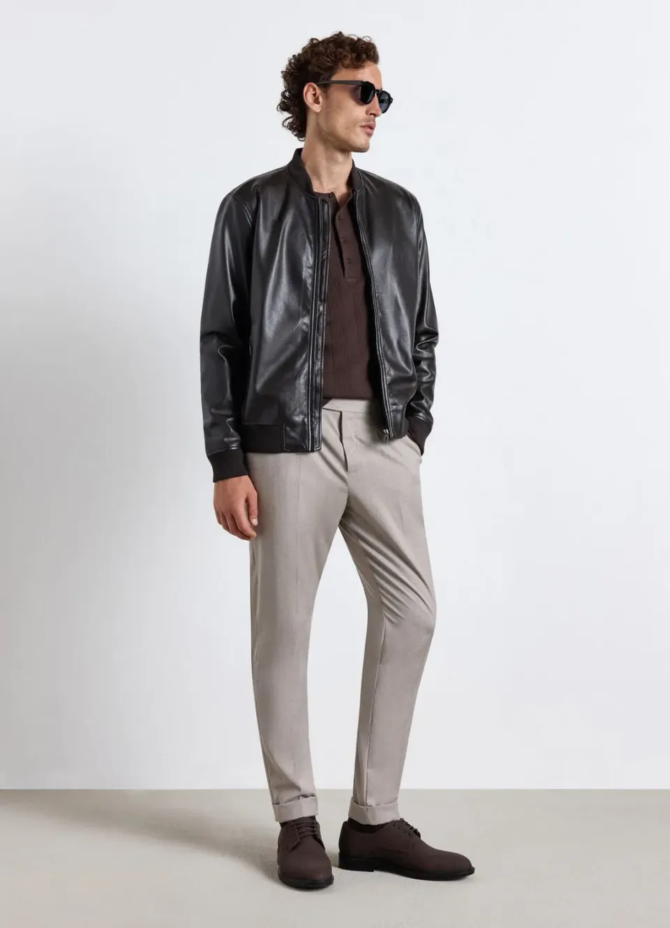 Calliope bomber zip homme uni bord-cotes