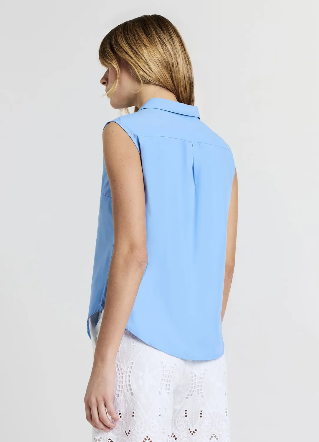 Calliope top femme col chemise sans manches coton