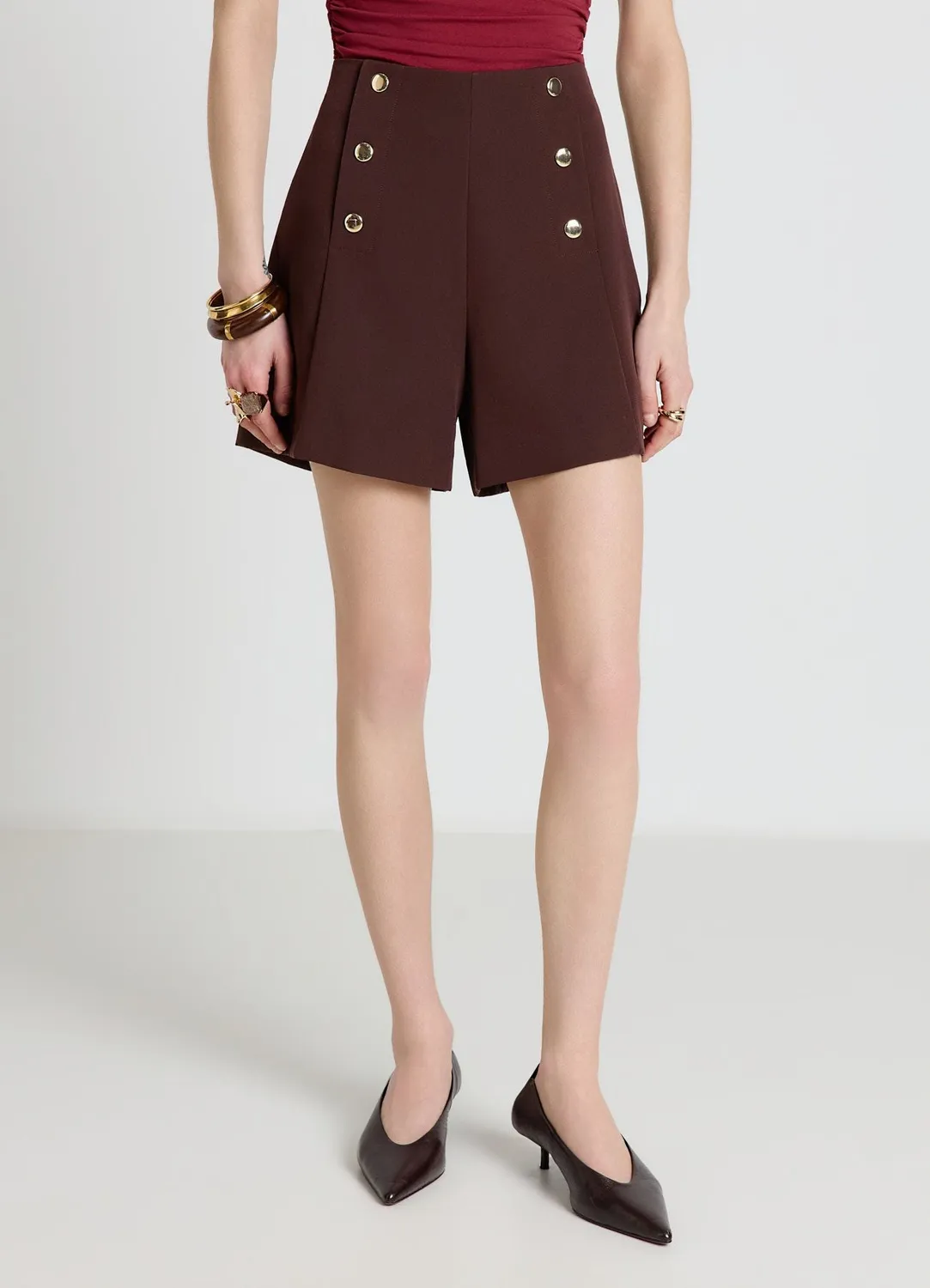 Calliope short tailleur femme boutons taille haute