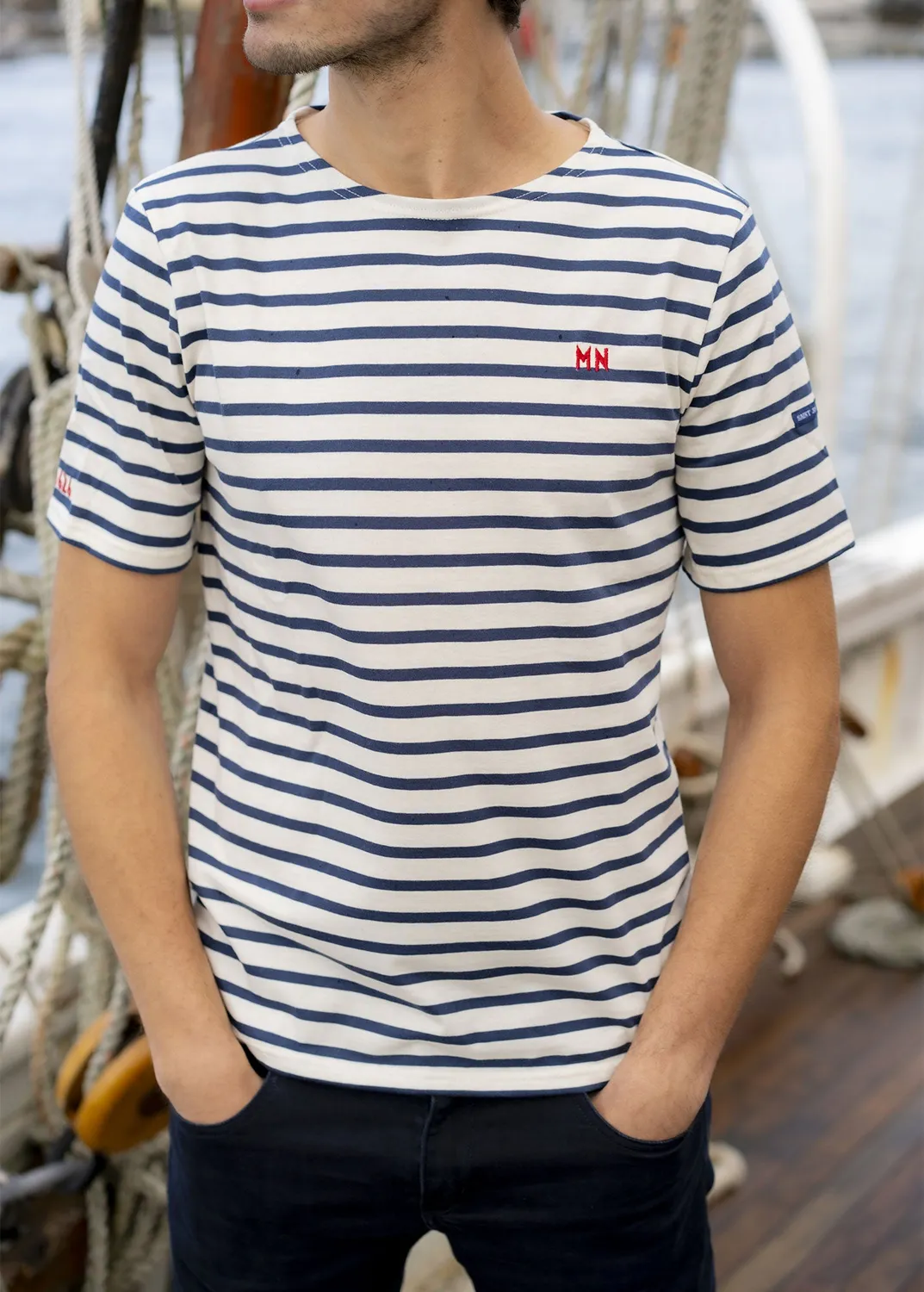 Saint James Narval marinière ecru navy coton